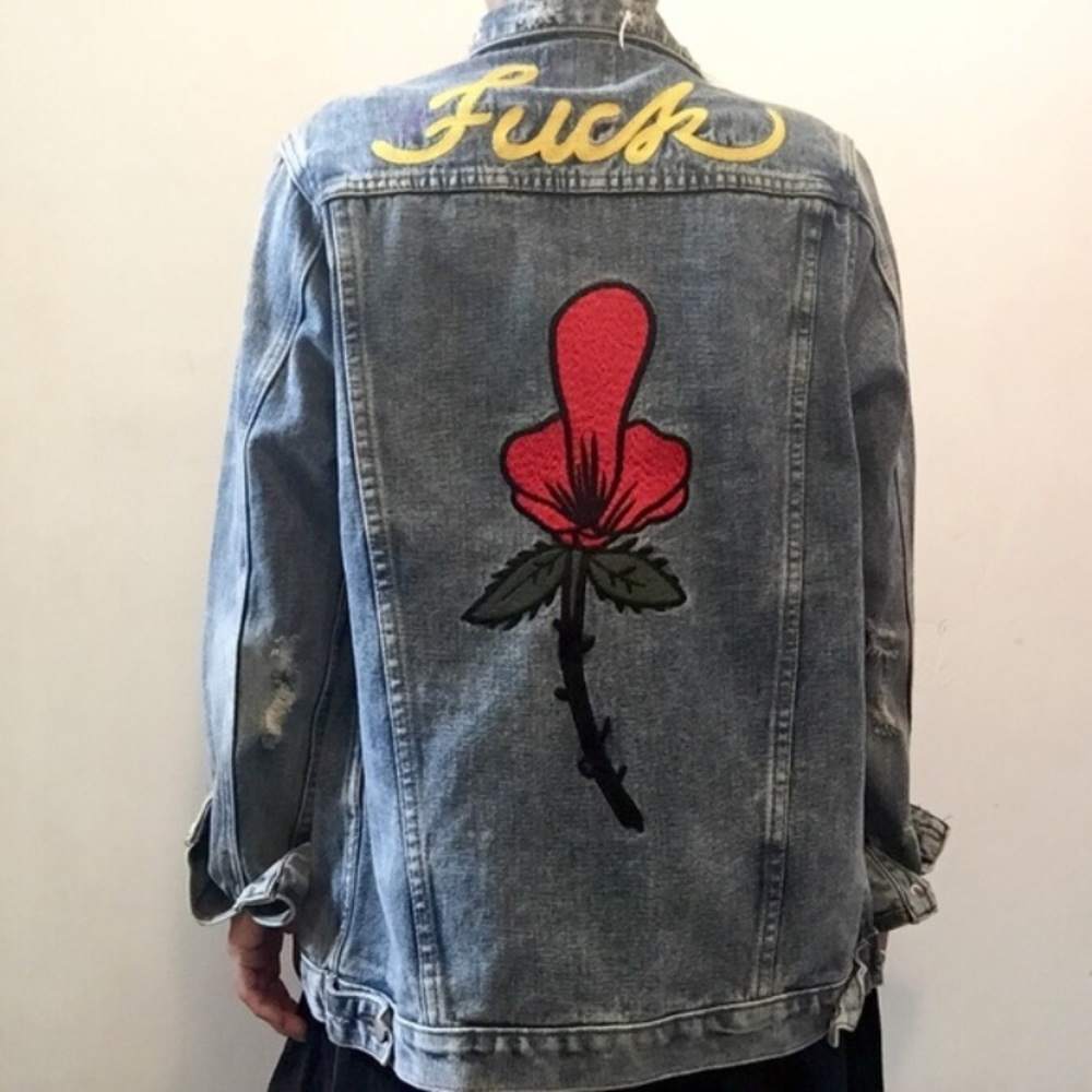 RARE “FU” Jacket by UNIF. Denim/size M/v badass